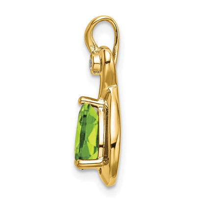 14K Gelbgold Anhänger mit birnenförmigem Peridot und echten Diamanten