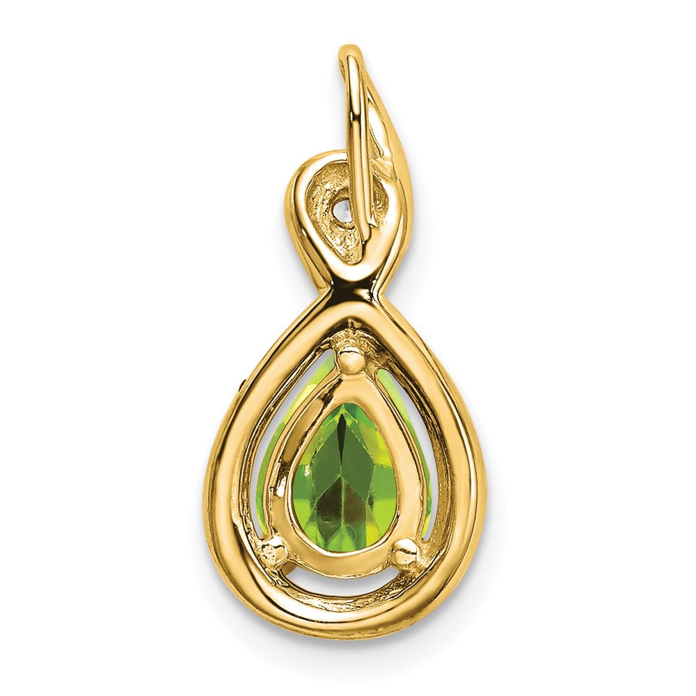 14K Gelbgold Anhänger mit birnenförmigem Peridot und echten Diamanten