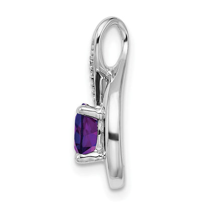 14 Karat Weißgold Anhänger mit Amethyst und echten Diamanten