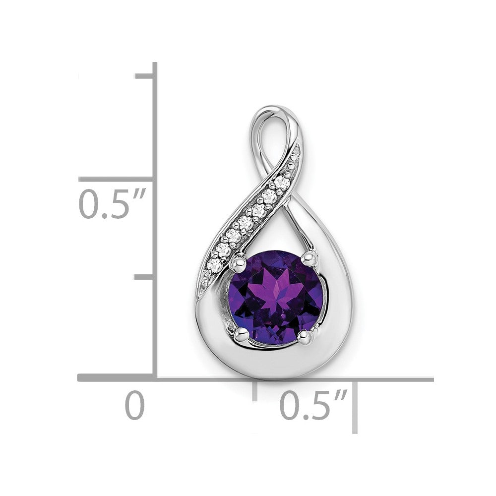 14 Karat Weißgold Anhänger mit Amethyst und echten Diamanten