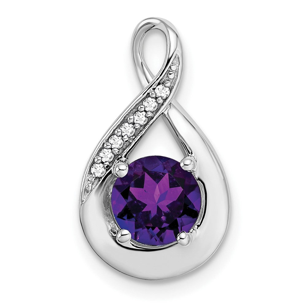 14 Karat Weißgold Anhänger mit Amethyst und echten Diamanten