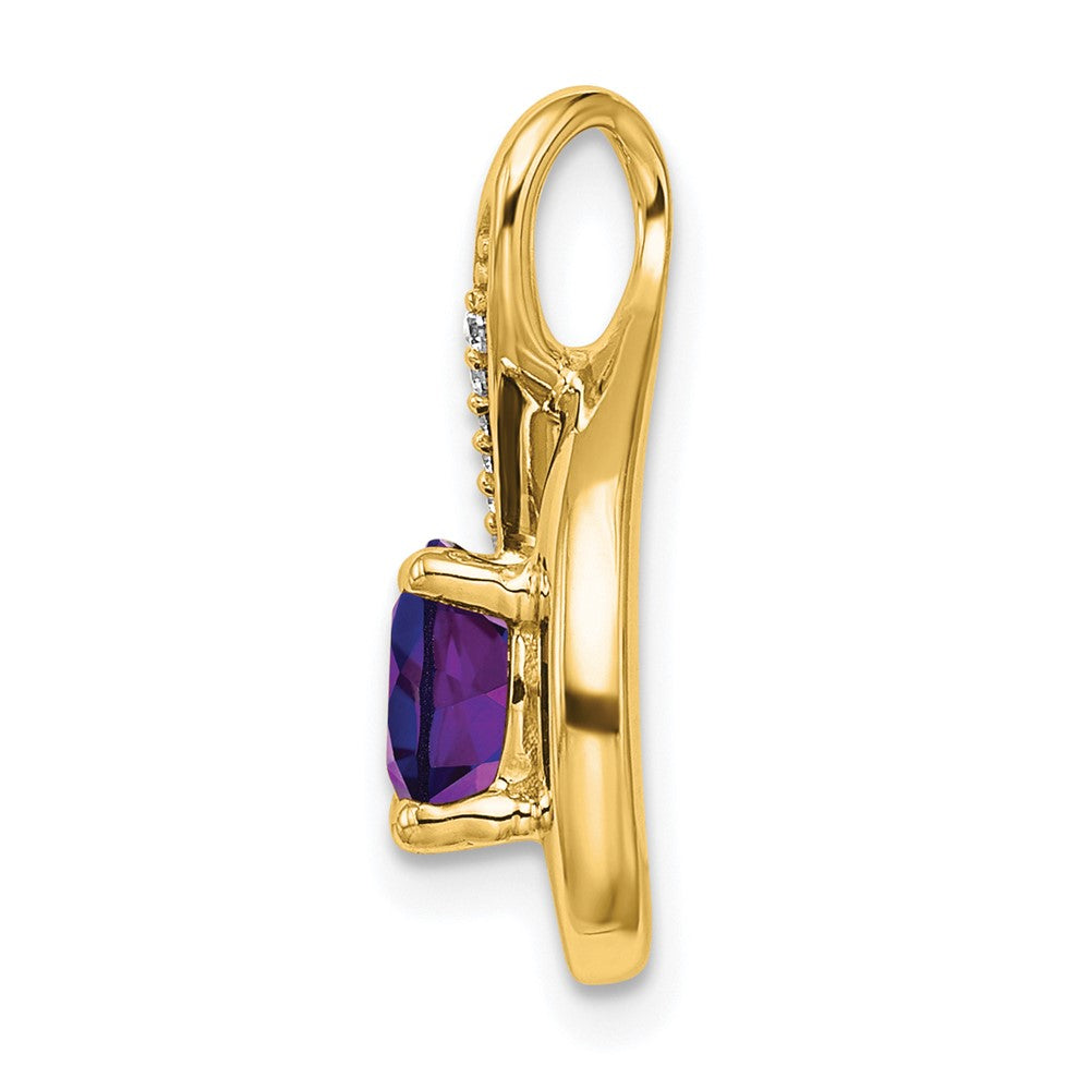14K Gelbgold Amethyst- und Diamant-Anhänger