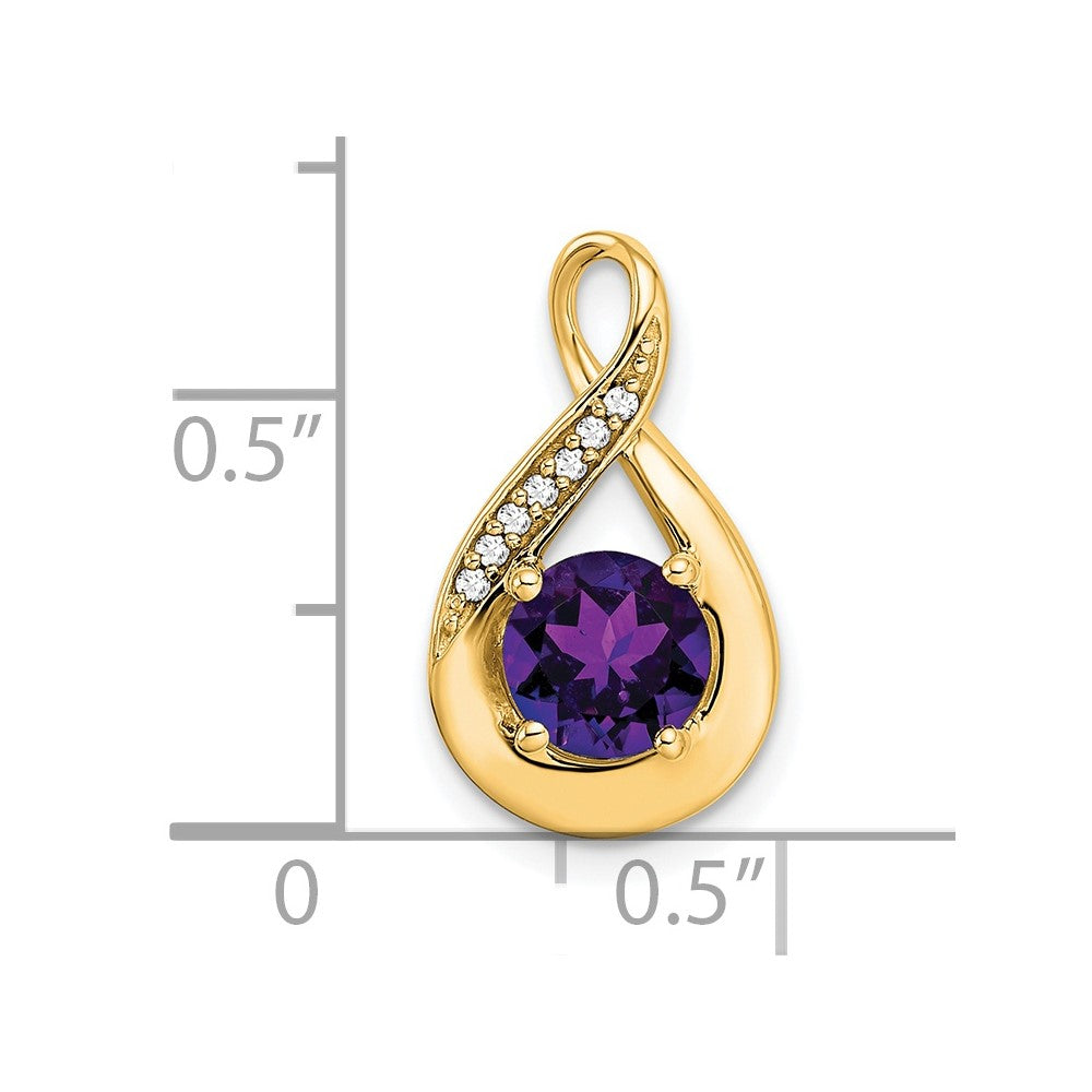 14K Gelbgold Amethyst- und Diamant-Anhänger