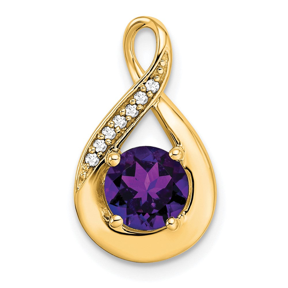 14K Gelbgold Amethyst- und Diamant-Anhänger