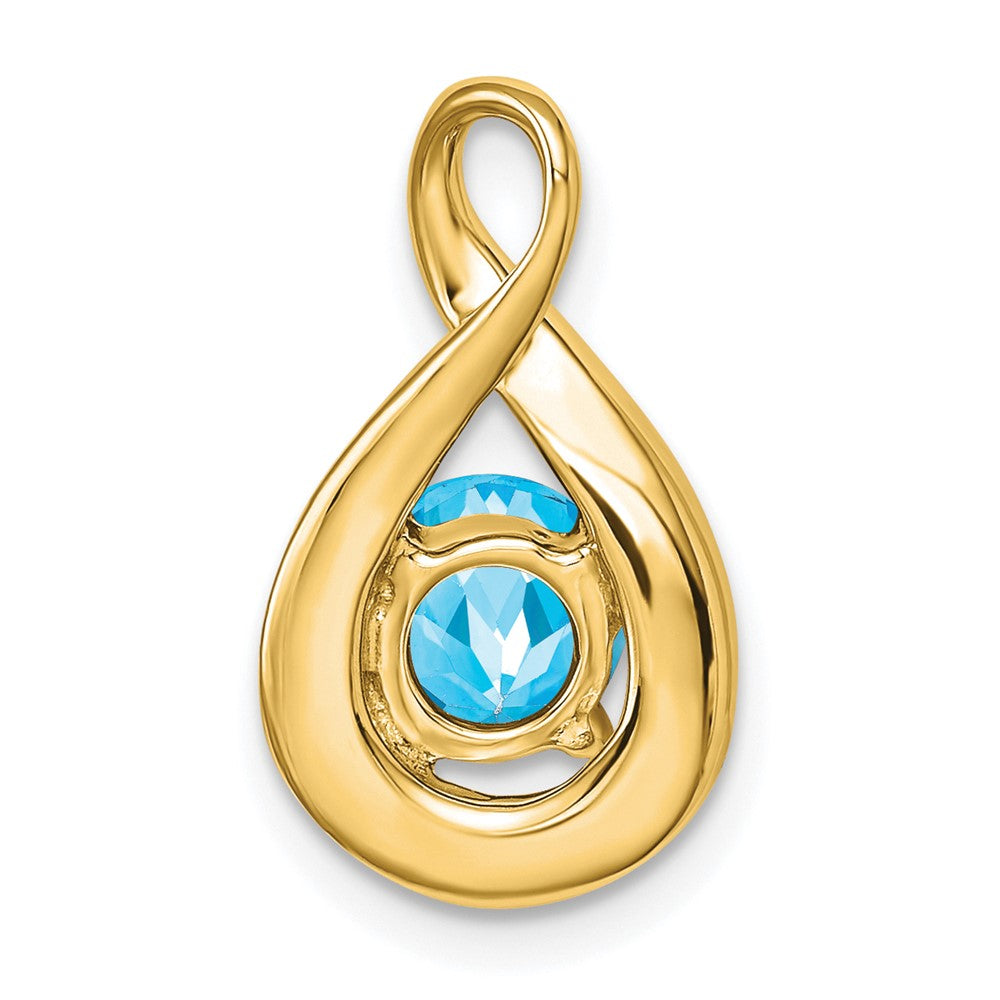 14K Gelbgold Anhänger mit Blauem Topas und echten Diamanten