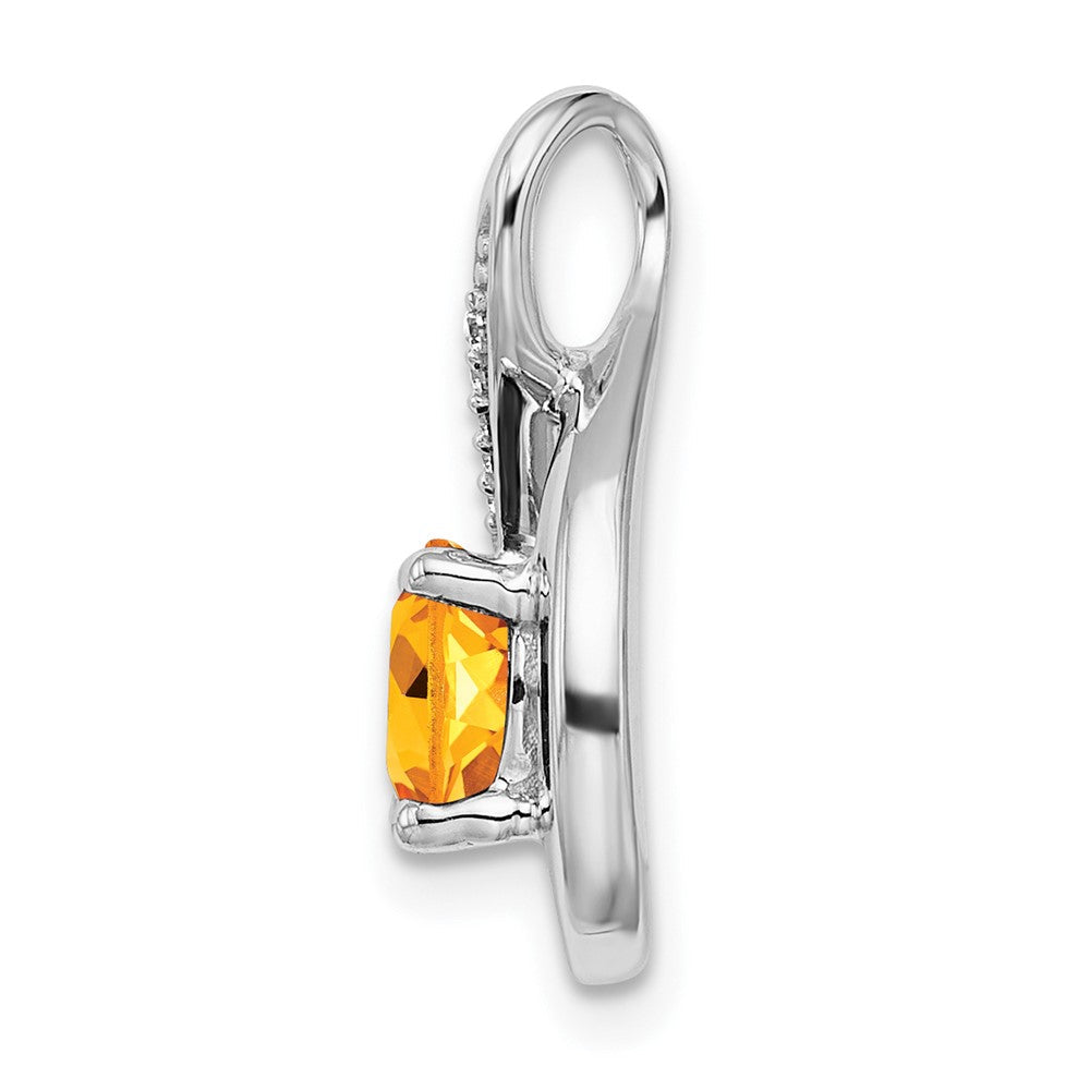 14K Weißgold Citrin- und echter Diamant-Anhänger