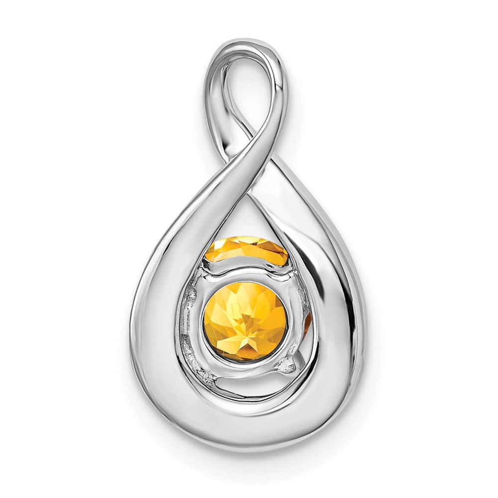 14K Weißgold Citrin- und echter Diamant-Anhänger