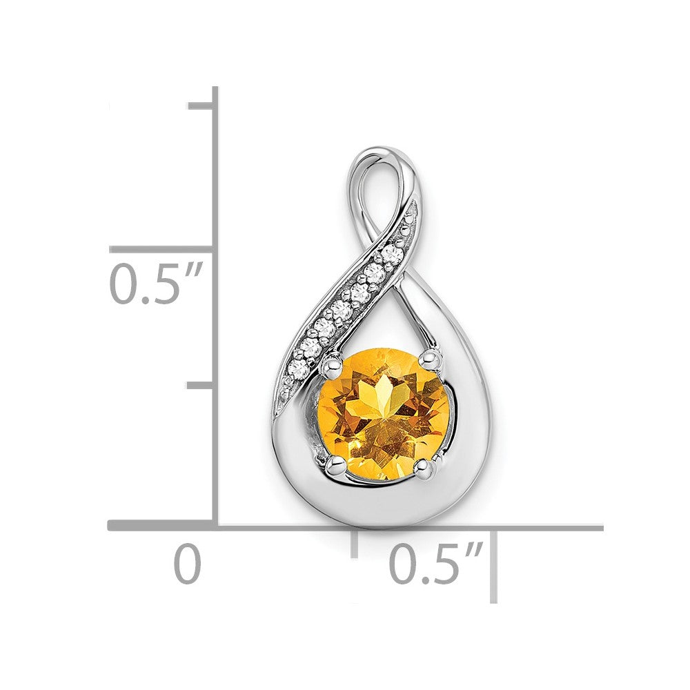 14K Weißgold Citrin- und echter Diamant-Anhänger
