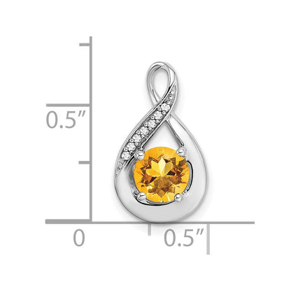14K Weißgold Citrin- und echter Diamant-Anhänger
