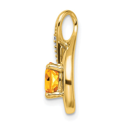 14K Gelbgold Anhänger mit Citrin und echten Diamanten