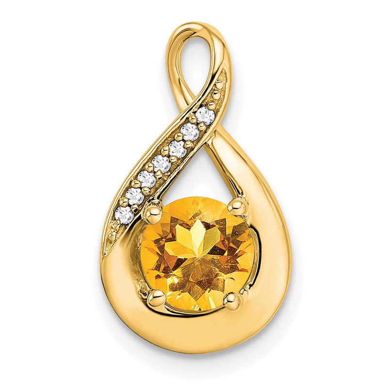 14K Gelbgold Anhänger mit Citrin und echten Diamanten
