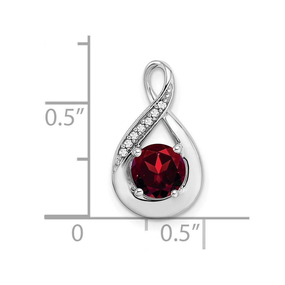 14K Weißgold Anhänger mit Granat und echtem Diamant
