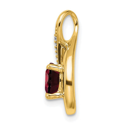 14K Gelbgold Granat- und Echtdiamant-Anhänger