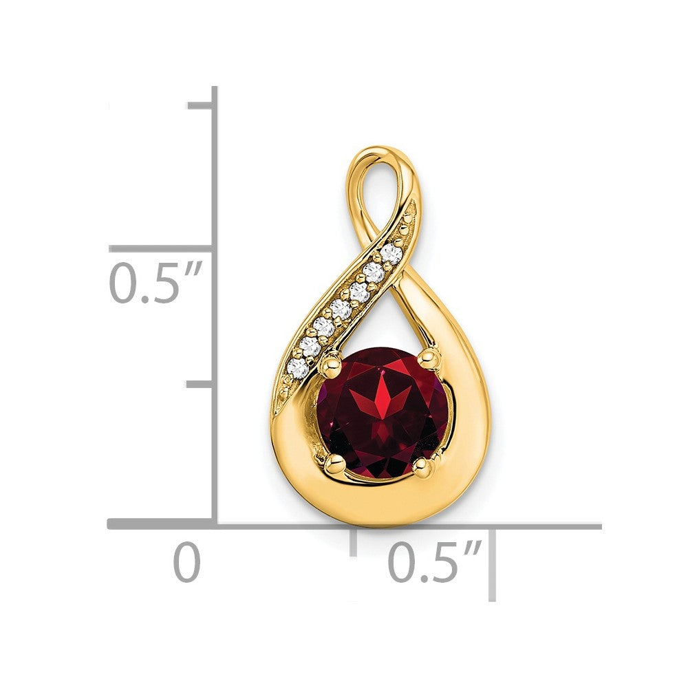 14K Gelbgold Granat- und Echtdiamant-Anhänger