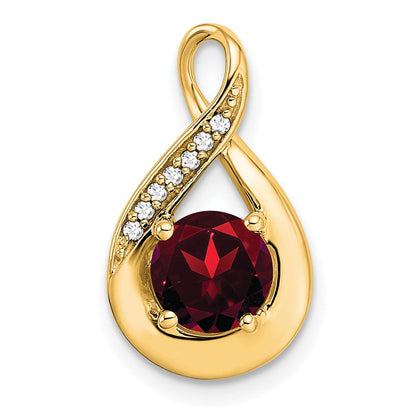 14K Gelbgold Granat- und Echtdiamant-Anhänger