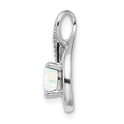 14K Weißgold-Anhänger mit synthetischem Opal und echtem Diamant