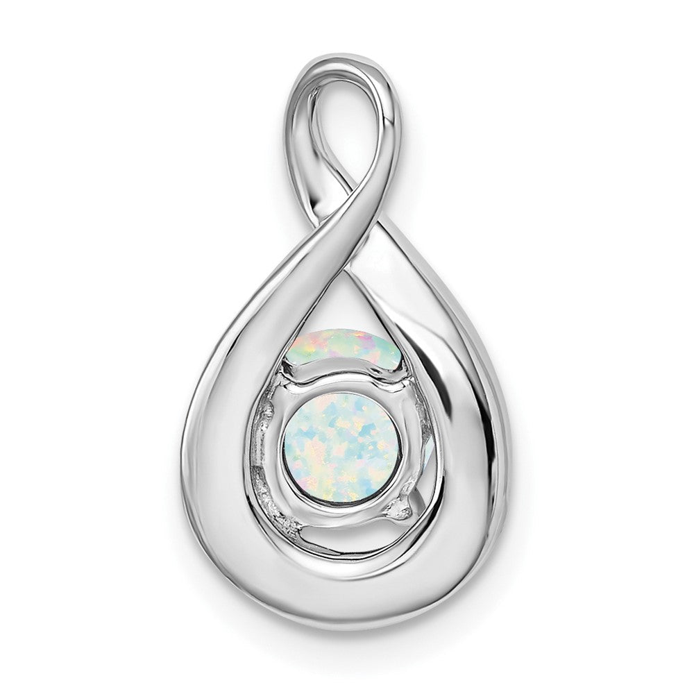 14K Weißgold-Anhänger mit synthetischem Opal und echtem Diamant