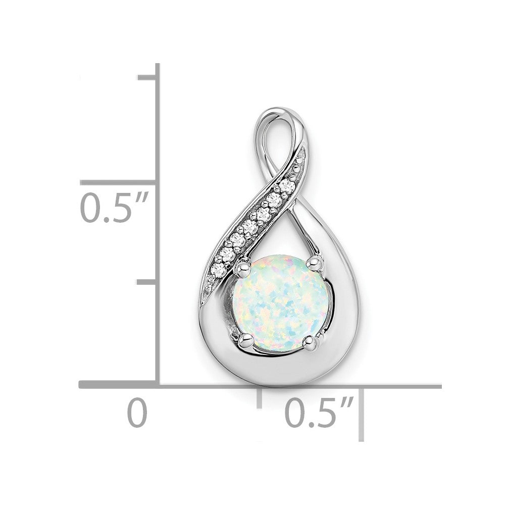 14K Weißgold-Anhänger mit synthetischem Opal und echtem Diamant