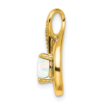 14K Gelbgold Anhänger mit künstlichem Opal und echten Diamanten