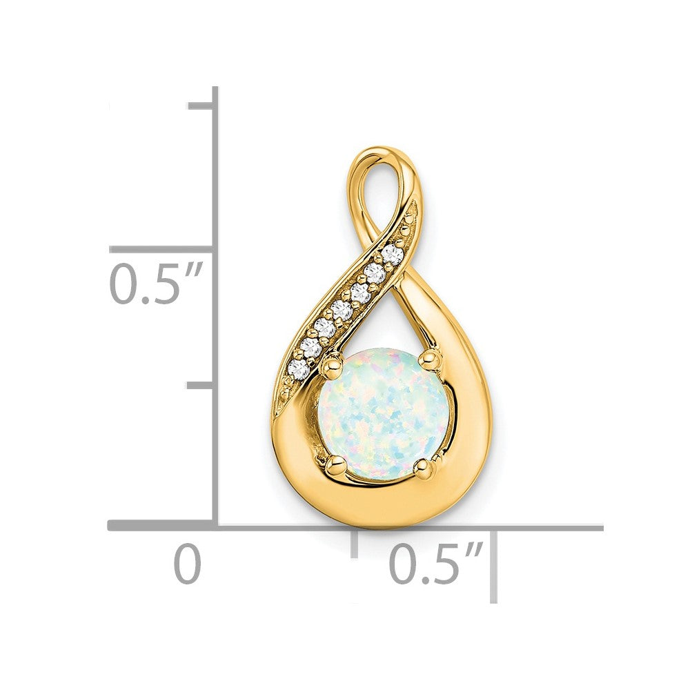 14K Gelbgold Anhänger mit künstlichem Opal und echten Diamanten