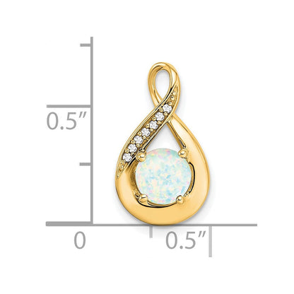 14K Gelbgold Anhänger mit künstlichem Opal und echten Diamanten