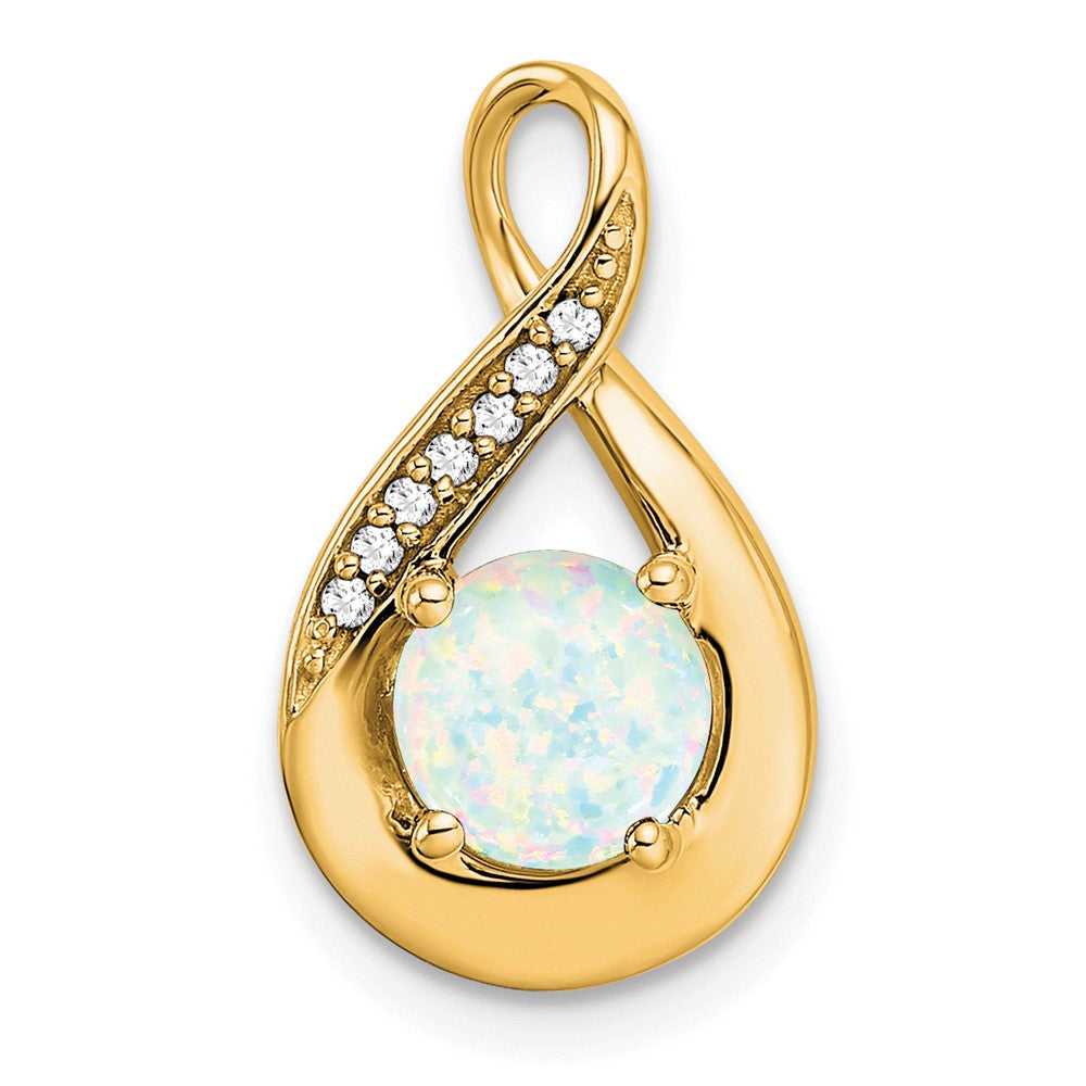 14K Gelbgold Anhänger mit künstlichem Opal und echten Diamanten