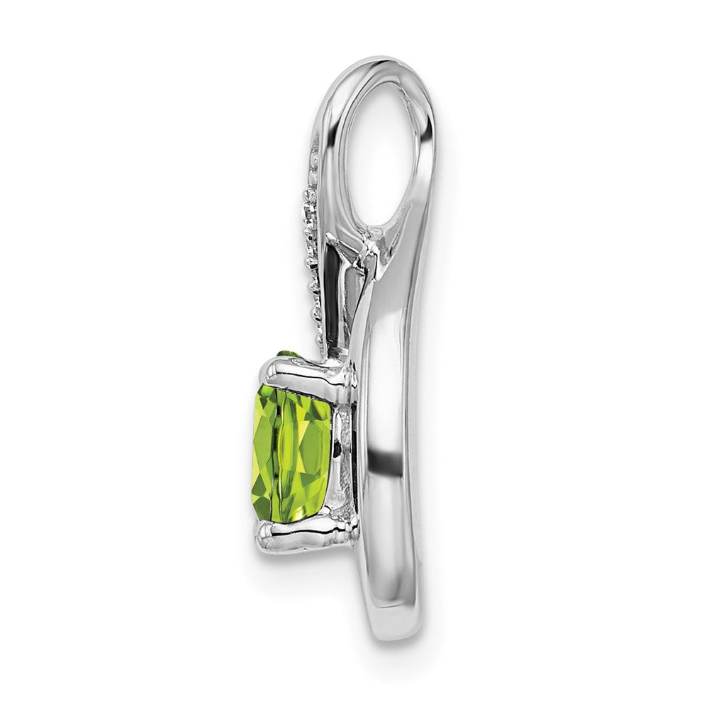 14K Weißgold Peridot- und Echtdiamant-Anhänger
