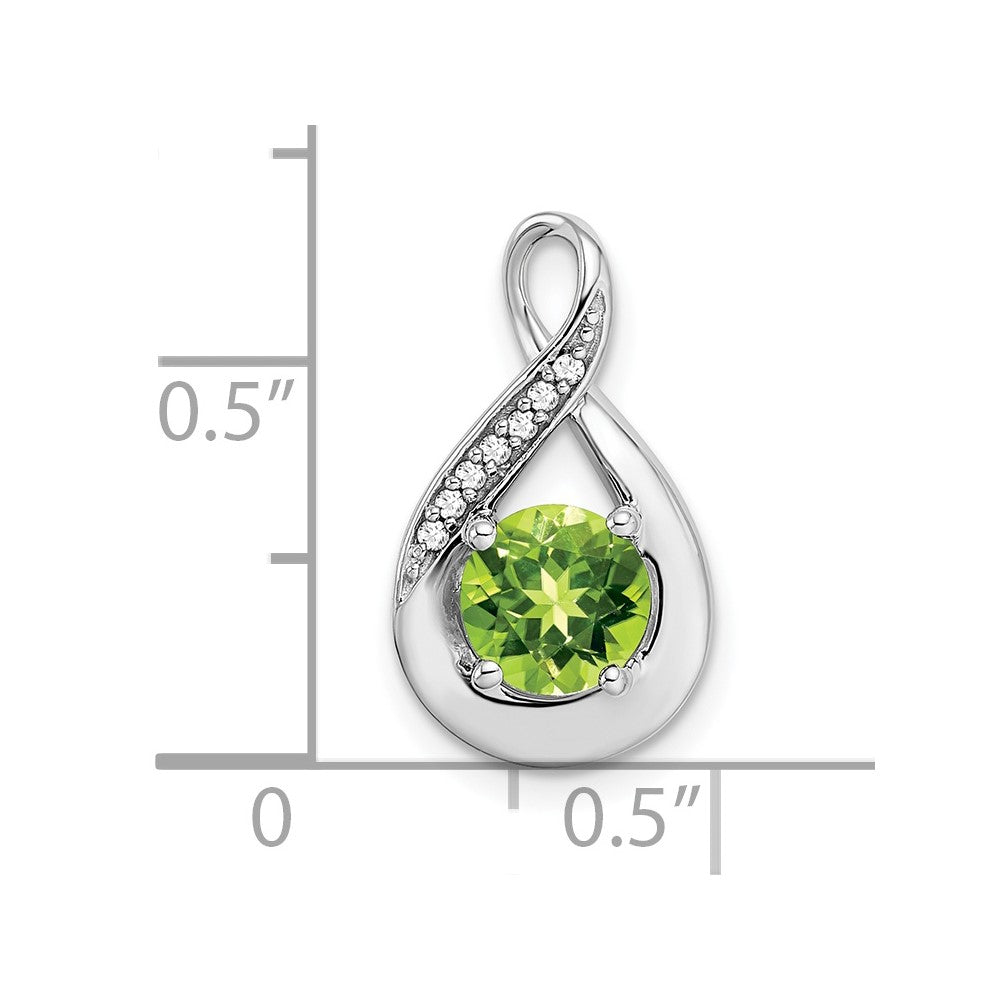 14K Weißgold Peridot- und Echtdiamant-Anhänger
