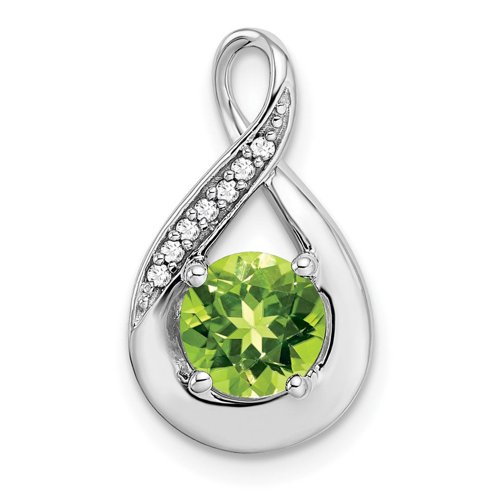 14K Weißgold Peridot- und Echtdiamant-Anhänger