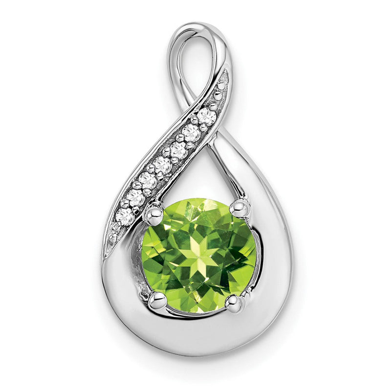 14K Weißgold Peridot- und Echtdiamant-Anhänger