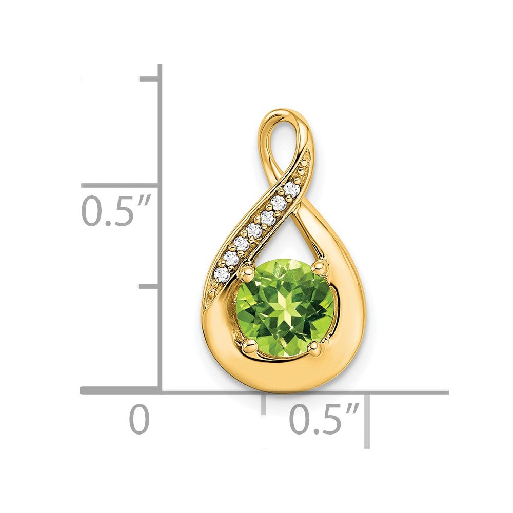 14K Gelbgold Peridot- und Echtdiamant-Anhänger
