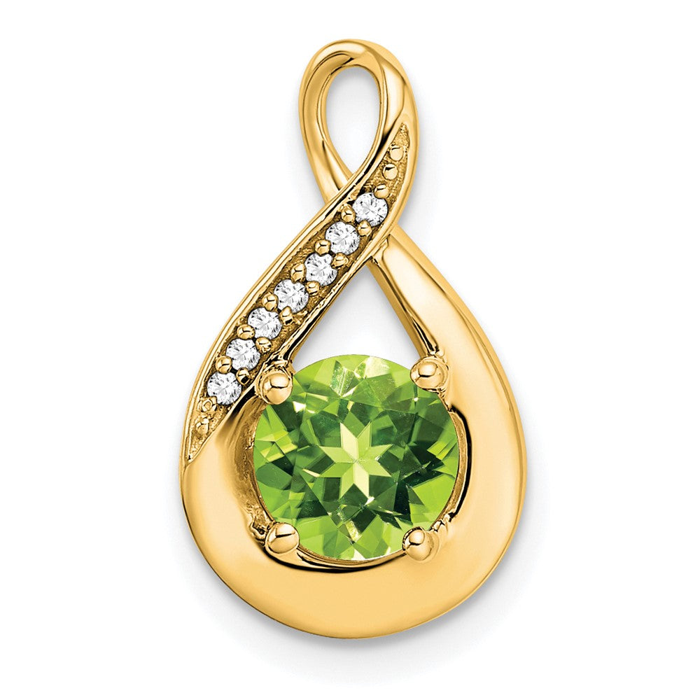 14K Gelbgold Peridot- und Echtdiamant-Anhänger