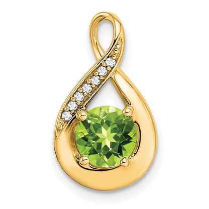 14K Gelbgold Peridot- und Echtdiamant-Anhänger