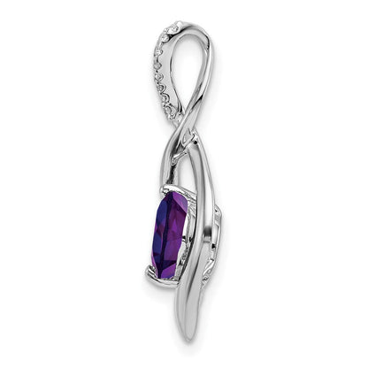 14 Karat Weißgold Anhänger mit Amethyst und echten Diamanten