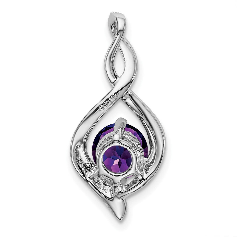 14 Karat Weißgold Anhänger mit Amethyst und echten Diamanten