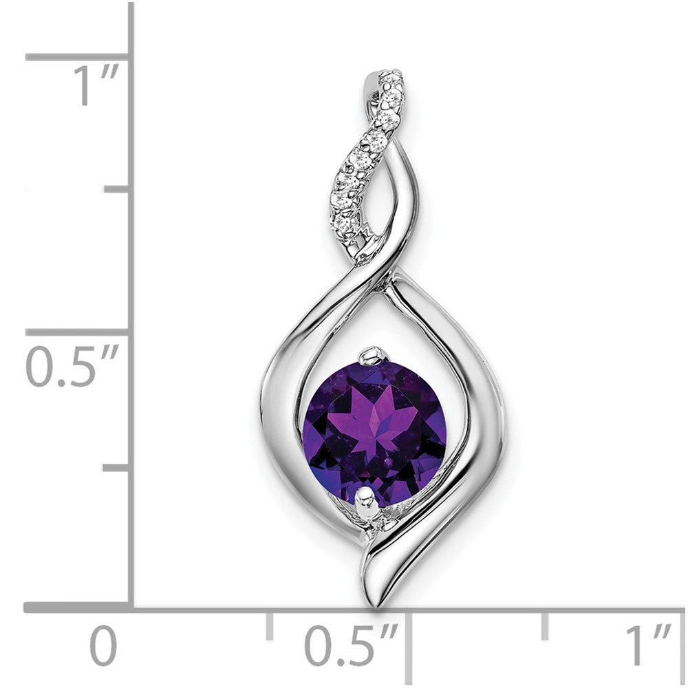 14 Karat Weißgold Anhänger mit Amethyst und echten Diamanten