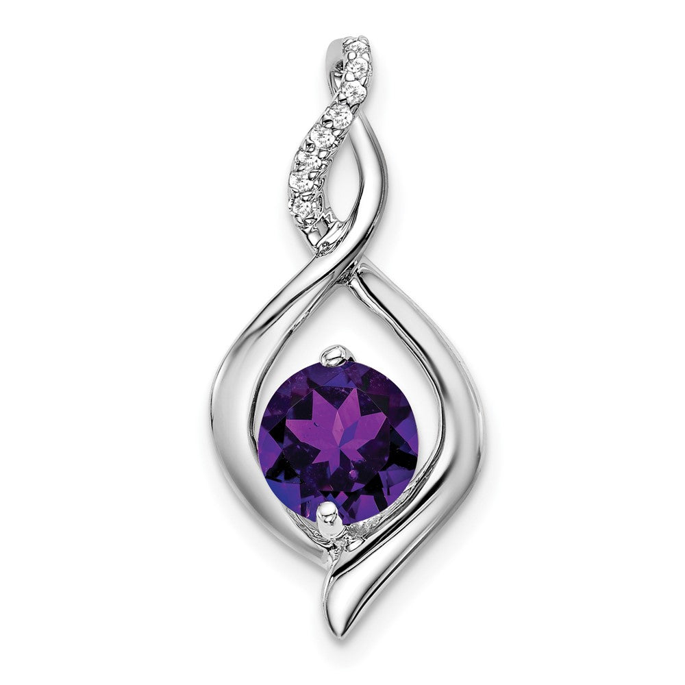 14 Karat Weißgold Anhänger mit Amethyst und echten Diamanten
