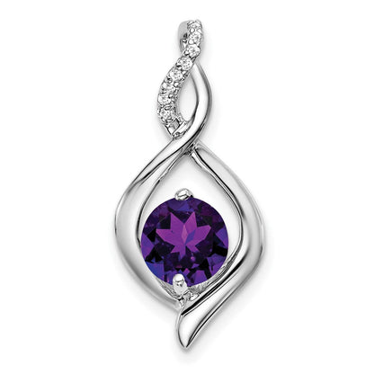 14 Karat Weißgold Anhänger mit Amethyst und echten Diamanten
