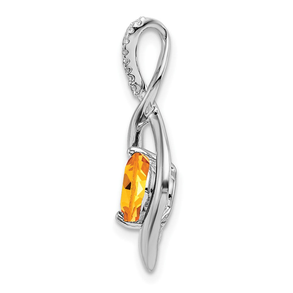 14K Weißgold Citrin- und Echtdiamant-Anhänger