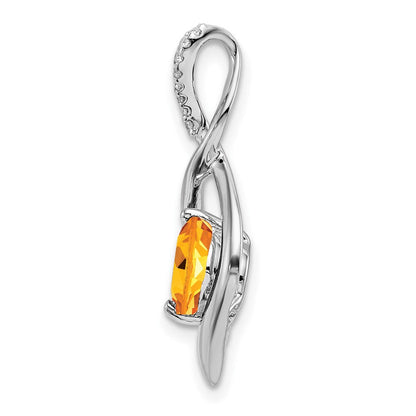 14K Weißgold Citrin- und Echtdiamant-Anhänger