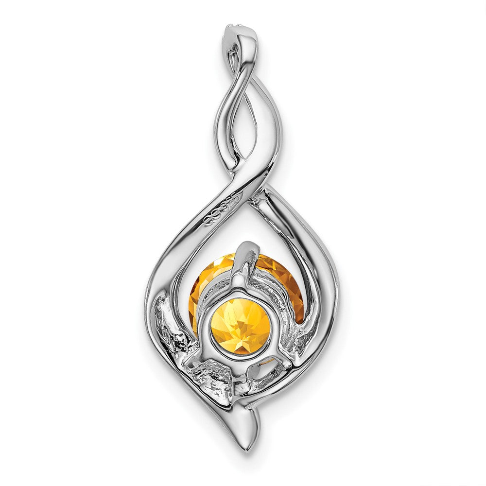 14K Weißgold Citrin- und Echtdiamant-Anhänger