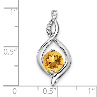 14K Weißgold Citrin- und Echtdiamant-Anhänger