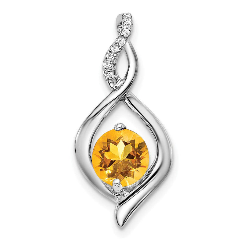 14K Weißgold Citrin- und Echtdiamant-Anhänger