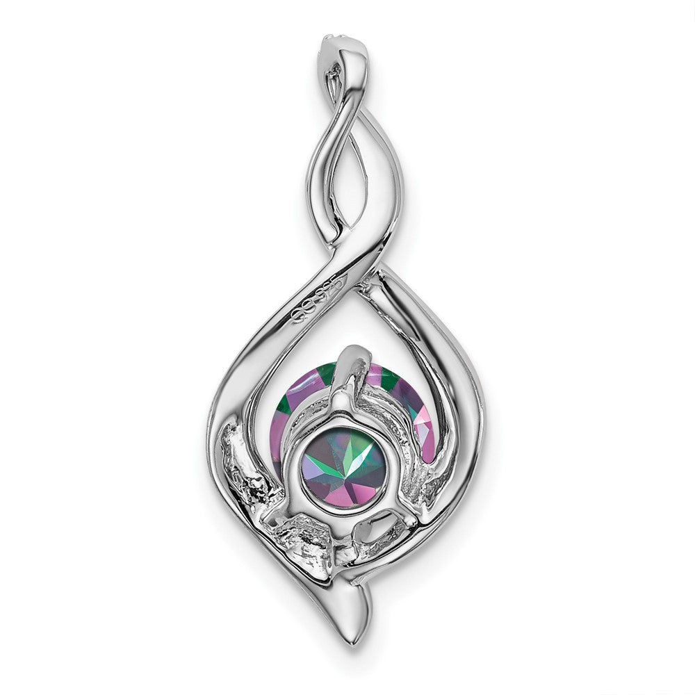 14K Weißgold Anhänger mit Mystic Fire Topas und echten Diamanten