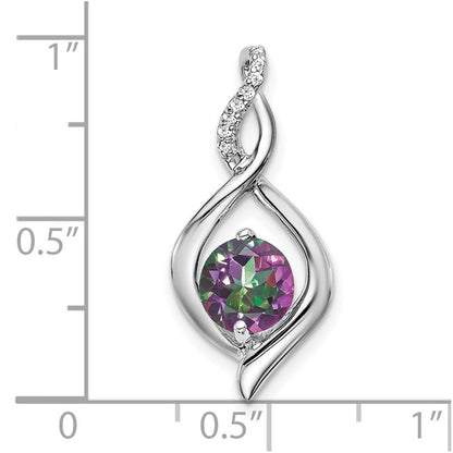 14K Weißgold Anhänger mit Mystic Fire Topas und echten Diamanten