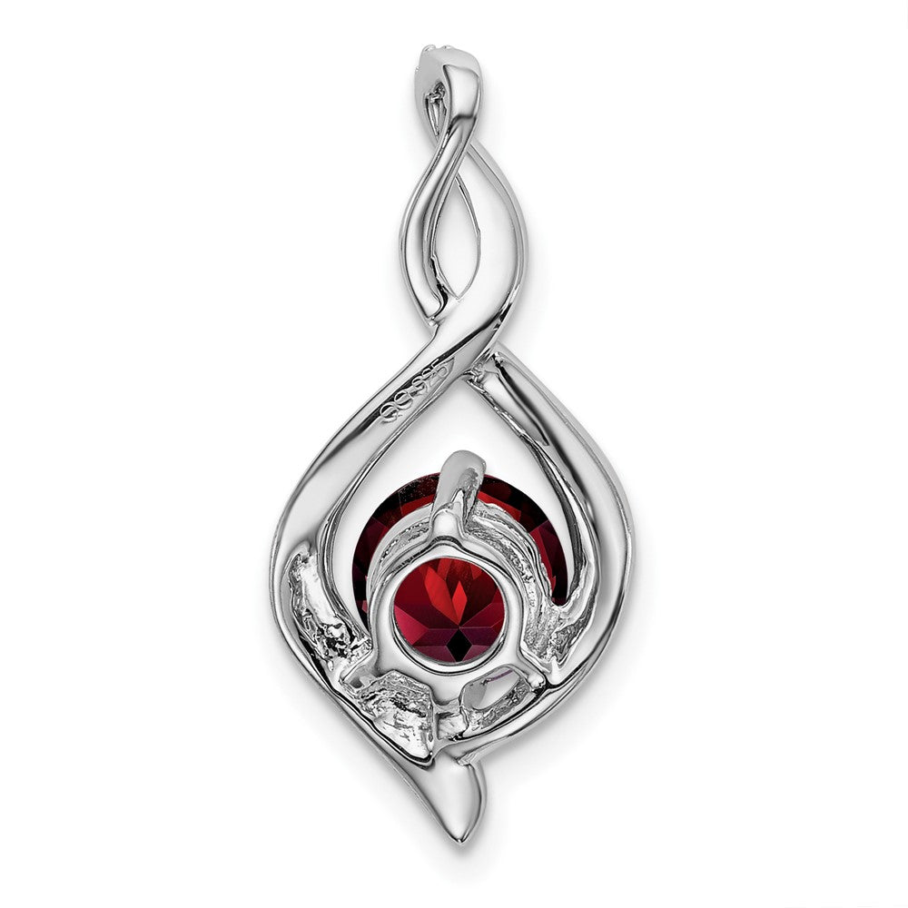 14K Weißgold Anhänger mit Granat und echtem Diamant
