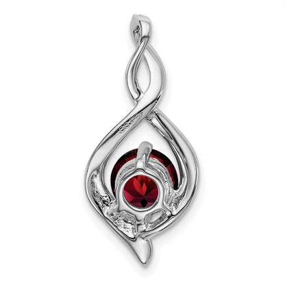 14K Weißgold Anhänger mit Granat und echtem Diamant