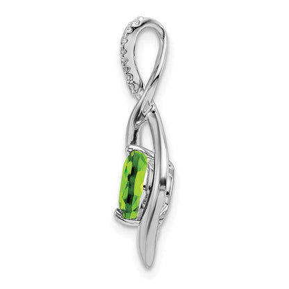 14K Weißgold Anhänger mit Peridot und echtem Diamant