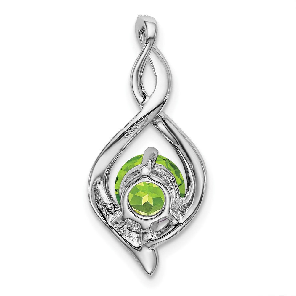 14K Weißgold Anhänger mit Peridot und echtem Diamant