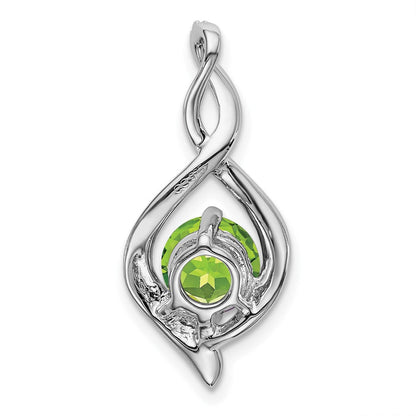 14K Weißgold Anhänger mit Peridot und echtem Diamant